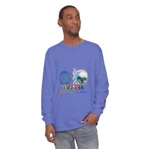 Save the Planet with I Refuse to be Programmed Monogram Long-Sleeve Cotton Shirt for Men - Image 31