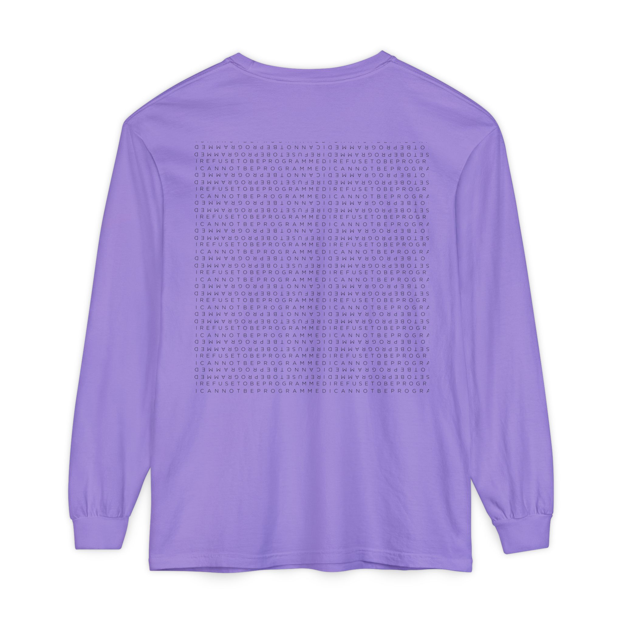 Save the Planet with I Refuse to be Programmed Monogram Long-Sleeve Cotton Shirt for Men - Image 42