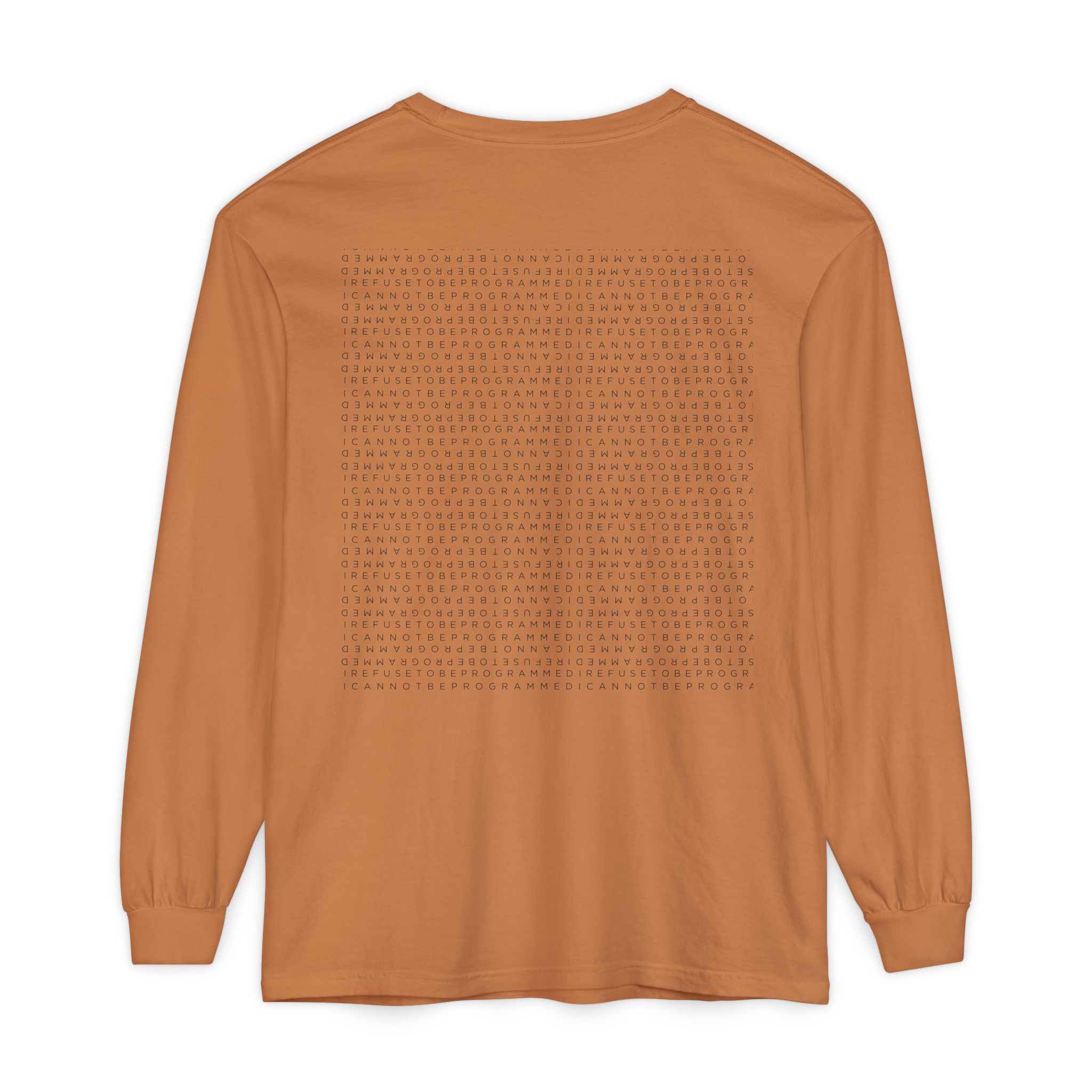 Save the Planet with I Refuse to be Programmed Monogram Long-Sleeve Cotton Shirt for Men - Image 10