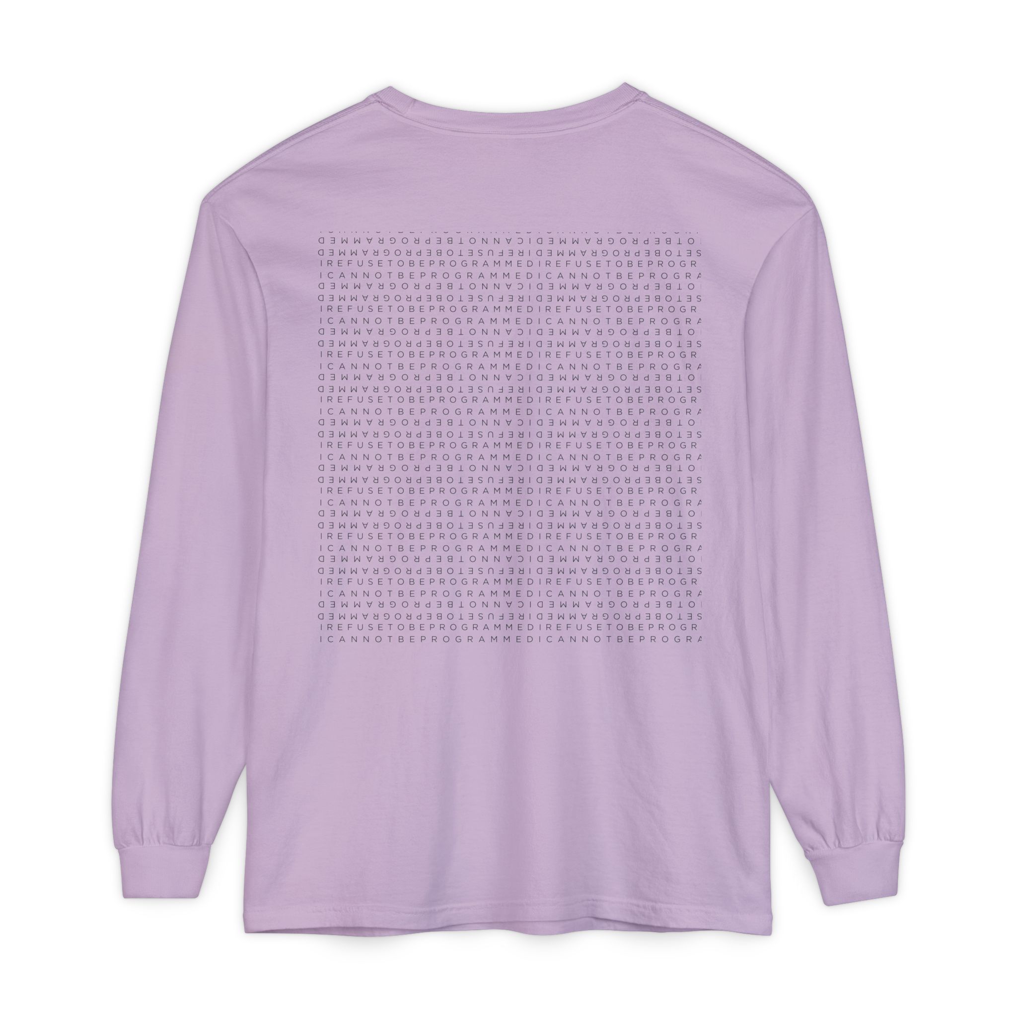 Save the Planet with I Refuse to be Programmed Monogram Long-Sleeve Cotton Shirt for Men - Image 46