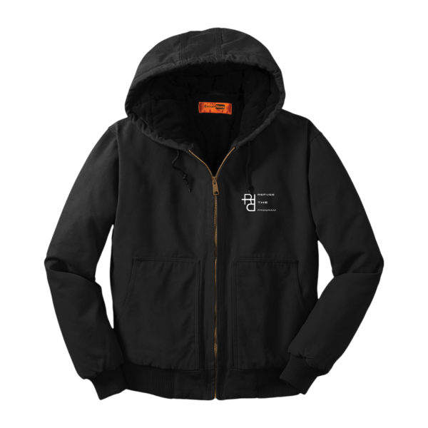 Refuse the Program White RTP Embroidered Logo Hooded Duck Cloth Insulated Men's Jacket by CornerStone®