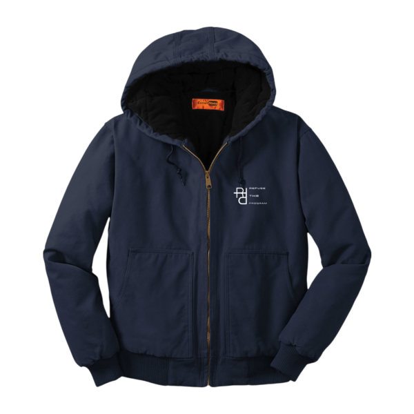 Refuse the Program White RTP Embroidered Logo Hooded Duck Cloth Insulated Men's Jacket by CornerStone®