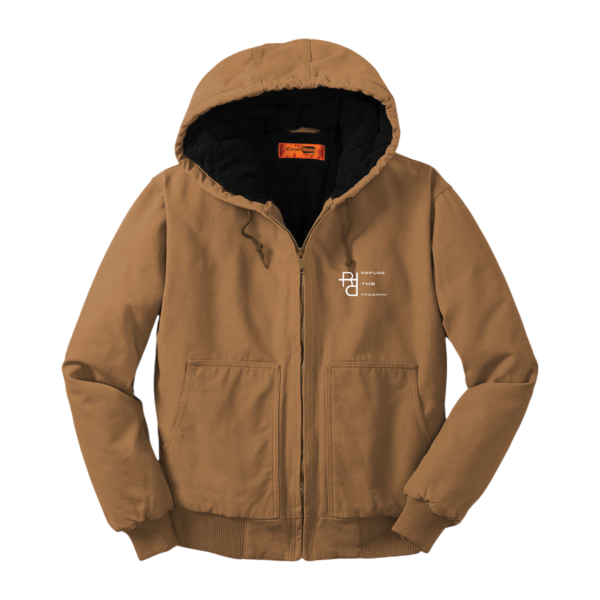 Refuse the Program White RTP Embroidered Logo Hooded Duck Cloth Insulated Men's Jacket by CornerStone®
