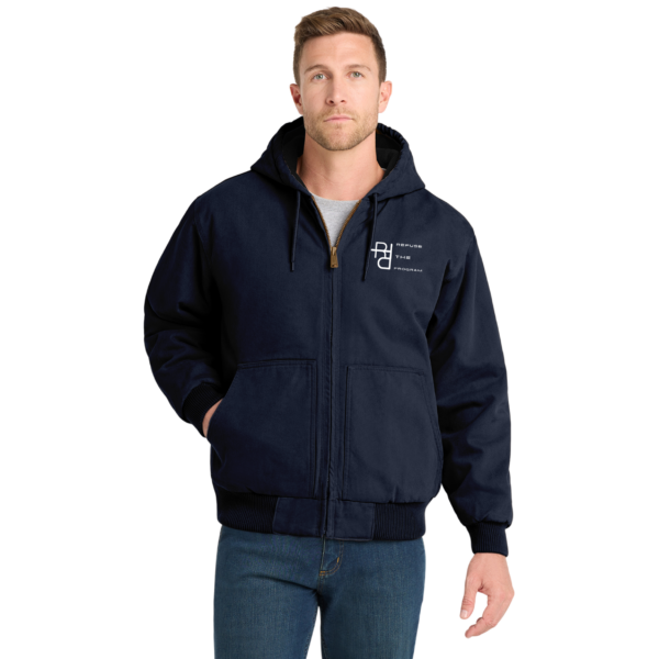 Refuse the Program White RTP Embroidered Logo Hooded Duck Cloth Insulated Men's Jacket by CornerStone®