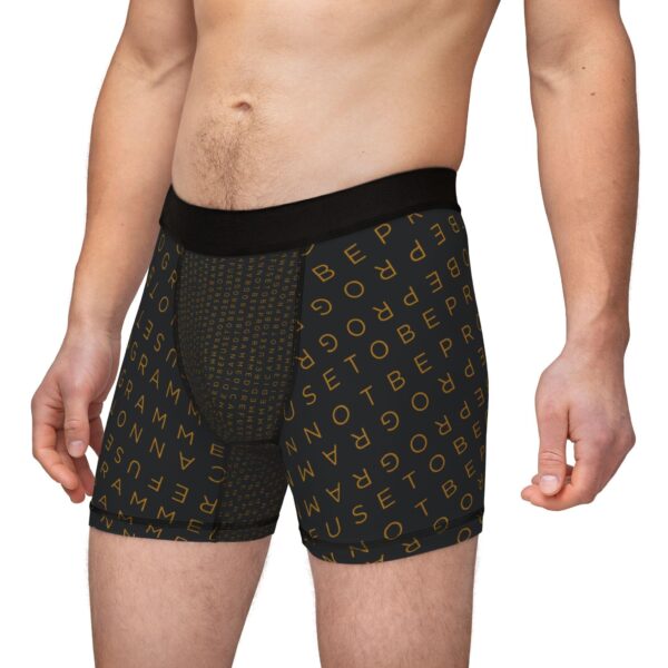 I Refuse to be Programmed Gold Monogram on Black Men's Boxer Briefs