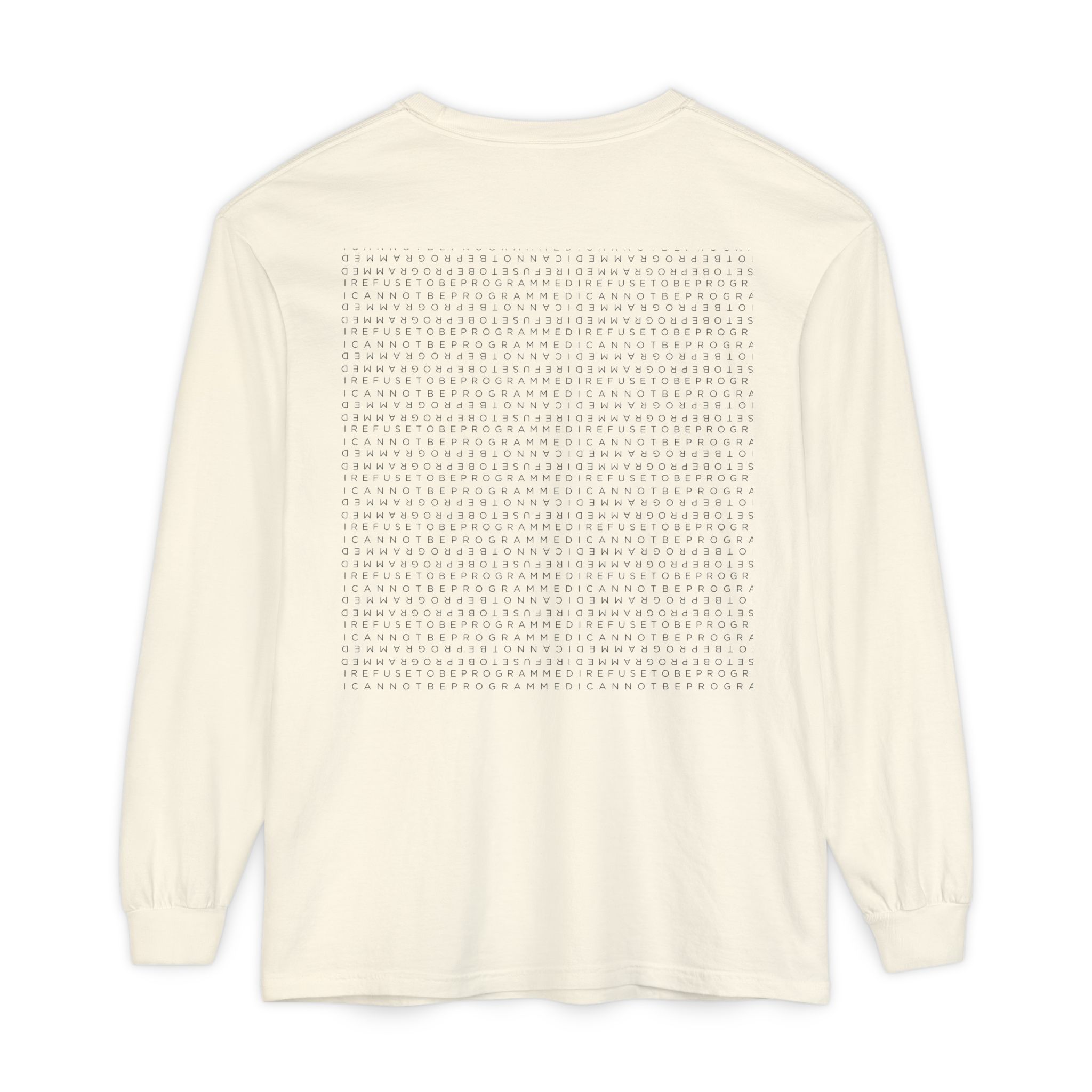 Save the Planet with I Refuse to be Programmed Monogram Long-Sleeve Cotton Shirt for Men - Image 6