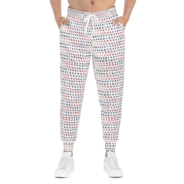 Men's I Refuse to be Programmed Signature Statement Monogram Athletic Jogger Pants