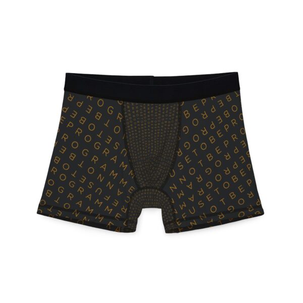 I Refuse to be Programmed Gold Monogram on Black Men's Boxer Briefs