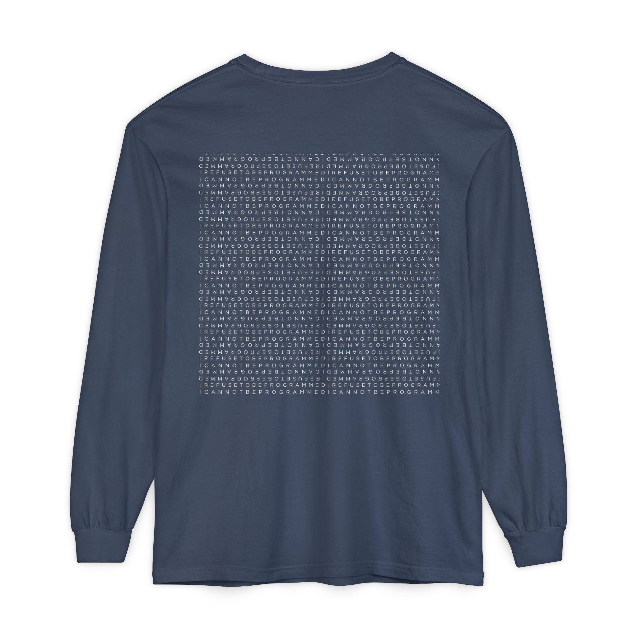 Save the Planet with I Refuse to be Programmed Monogram Long-Sleeve Cotton Shirt for Men - Image 34