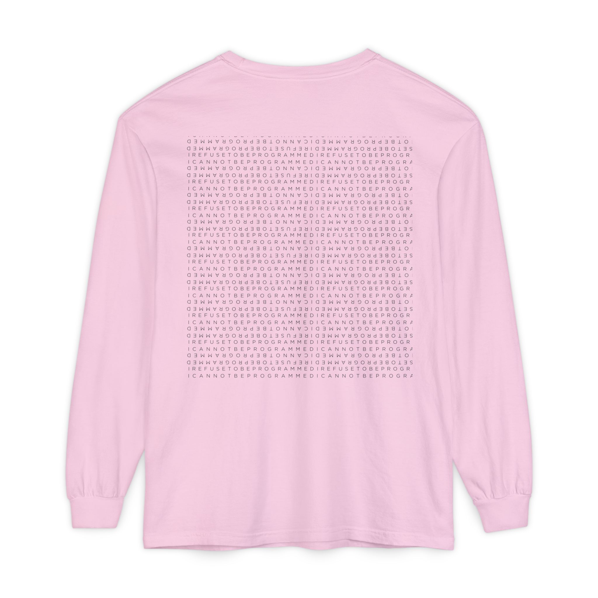 Save the Planet with I Refuse to be Programmed Monogram Long-Sleeve Cotton Shirt for Men - Image 50
