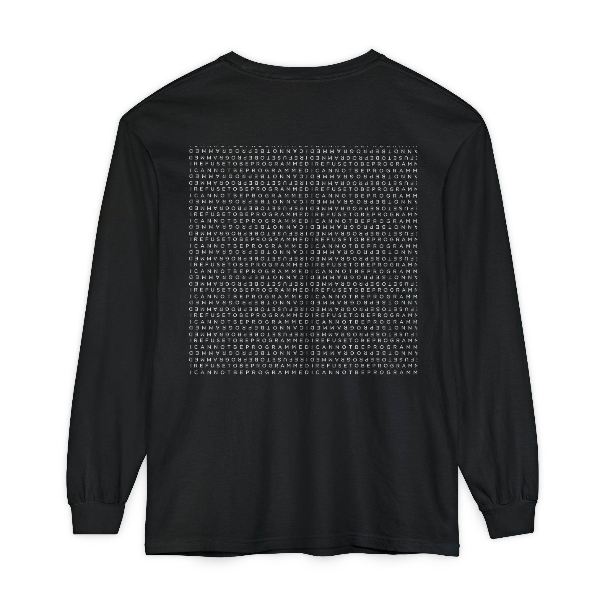 Save the Planet with I Refuse to be Programmed Monogram Long-Sleeve Cotton Shirt for Men - Image 38