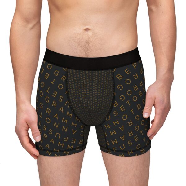 I Refuse to be Programmed Gold Monogram on Black Men's Boxer Briefs