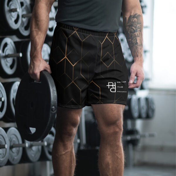 Refuse the Program Gold Cubic Grid White RTP Logo Athletic Shorts for Men