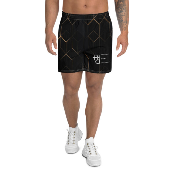 Refuse the Program Gold Cubic Grid White RTP Logo Athletic Shorts for Men