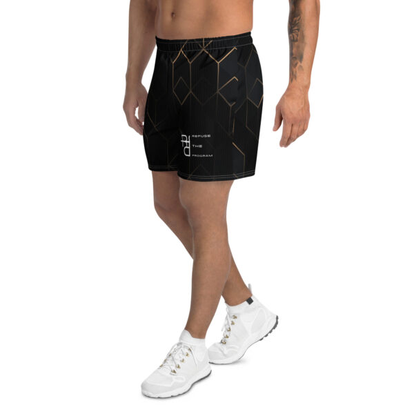 Refuse the Program Gold Cubic Grid White RTP Logo Athletic Shorts for Men