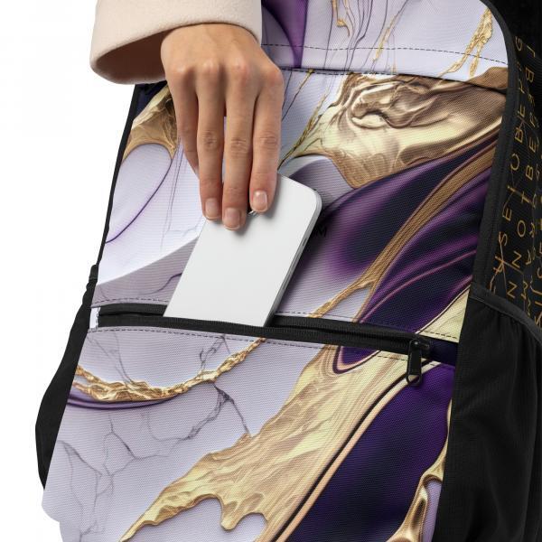 Refuse the Program Abstract Purple and Gold with Gold IR2BP Monogram Utility Backpack