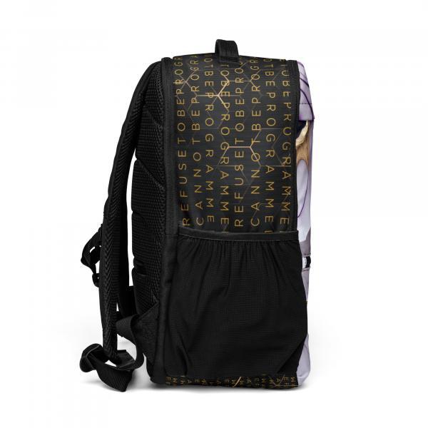 Refuse the Program Abstract Purple and Gold with Gold IR2BP Monogram Utility Backpack