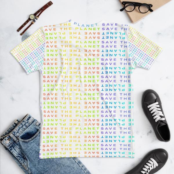 Save the Planet Rainbow Monogram All Over T-Shirt for Women