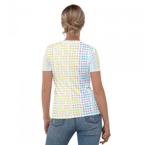 Save the Planet Rainbow Monogram All Over T-Shirt for Women