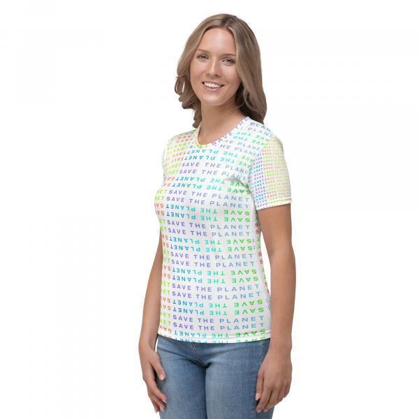 Save the Planet Rainbow Monogram All Over T-Shirt for Women