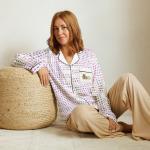 all over print womens long sleeve pajama top black front 697c04cea8021