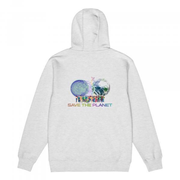 Save the Planet Back Printed Logo Premium Cotton Zip Hoodie Unisex