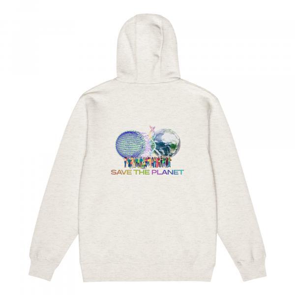 Save the Planet Back Printed Logo Premium Cotton Zip Hoodie Unisex