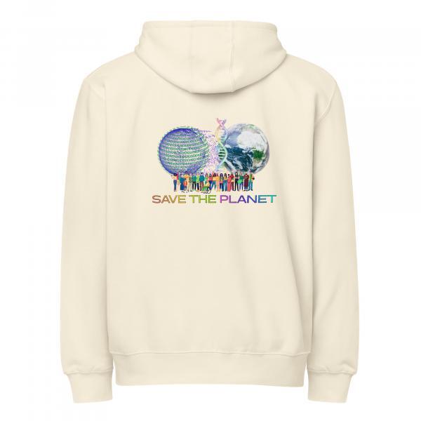 Save the Planet Back Printed Logo Premium Cotton Zip Hoodie Unisex