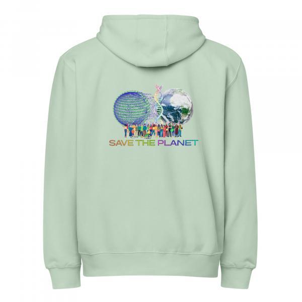 Save the Planet Back Printed Logo Premium Cotton Zip Hoodie Unisex
