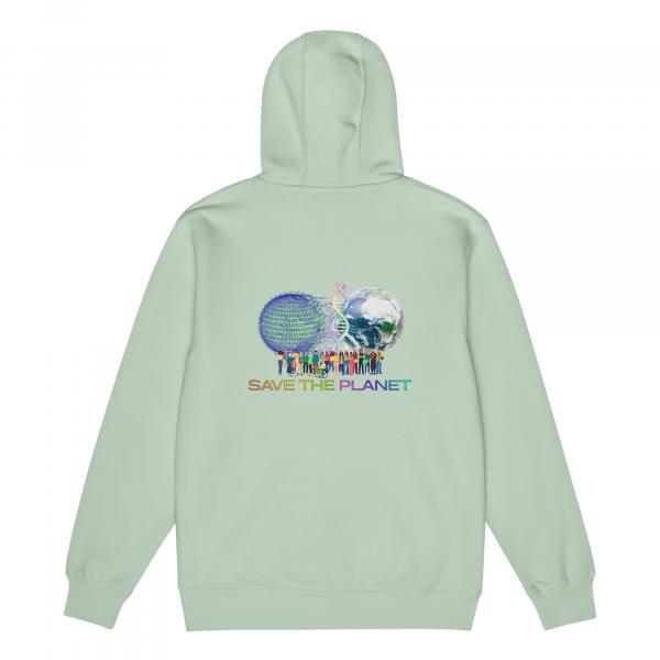 Save the Planet Back Printed Logo Premium Cotton Zip Hoodie Unisex