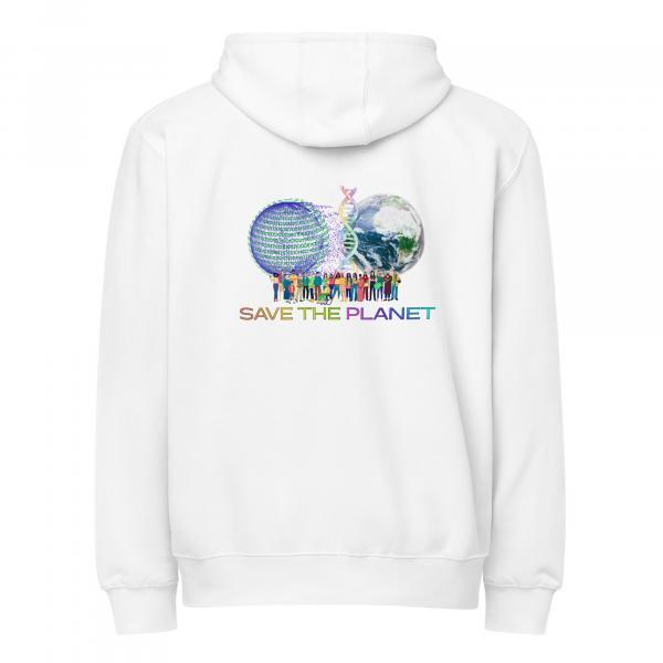 Save the Planet Back Printed Logo Premium Cotton Zip Hoodie Unisex