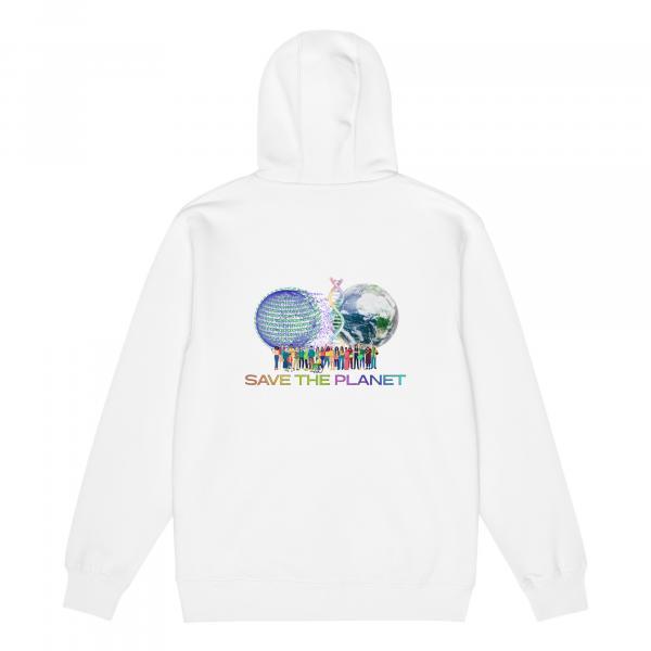 Save the Planet Back Printed Logo Premium Cotton Zip Hoodie Unisex