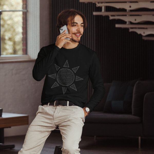 I Refuse to be Programmed White Monogram Sun Design Long Sleeve Men's Shirt