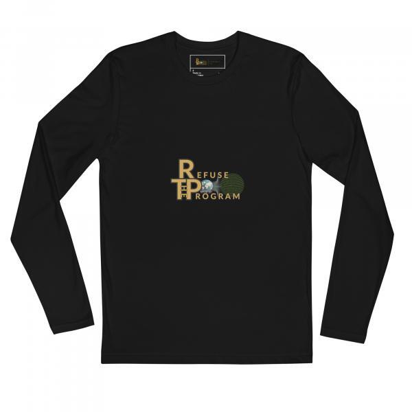 Refuse the Program Logo Premium Cotton Long Sleeve Fitted Crew Neck Shirt for Men