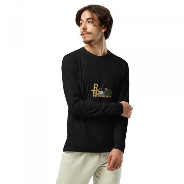 Refuse the Program Logo Premium Cotton Long Sleeve Fitted Crew Neck Shirt for Men