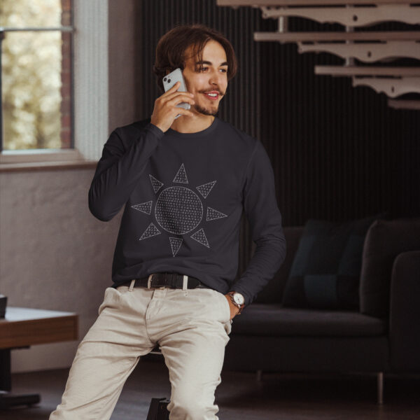 I Refuse to be Programmed White Monogram Sun Design Long Sleeve Men's Shirt