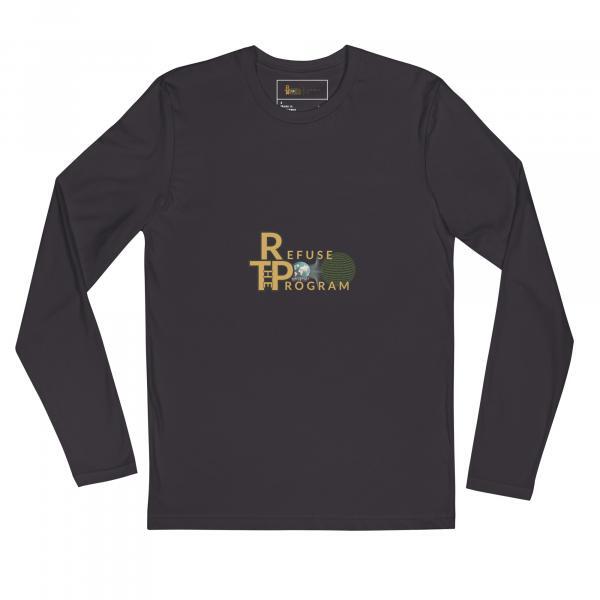 Refuse the Program Logo Premium Cotton Long Sleeve Fitted Crew Neck Shirt for Men