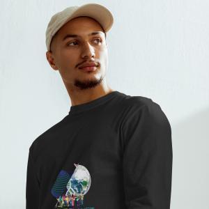 Save the Planet Premium Cotton Heavyweight Unisex Long Sleeve Shirt - Image 2