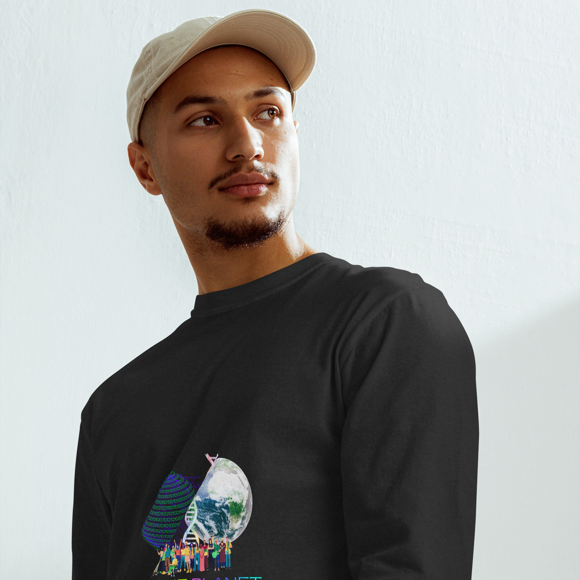 Save the Planet Premium Cotton Heavyweight Unisex Long Sleeve Shirt - Image 2