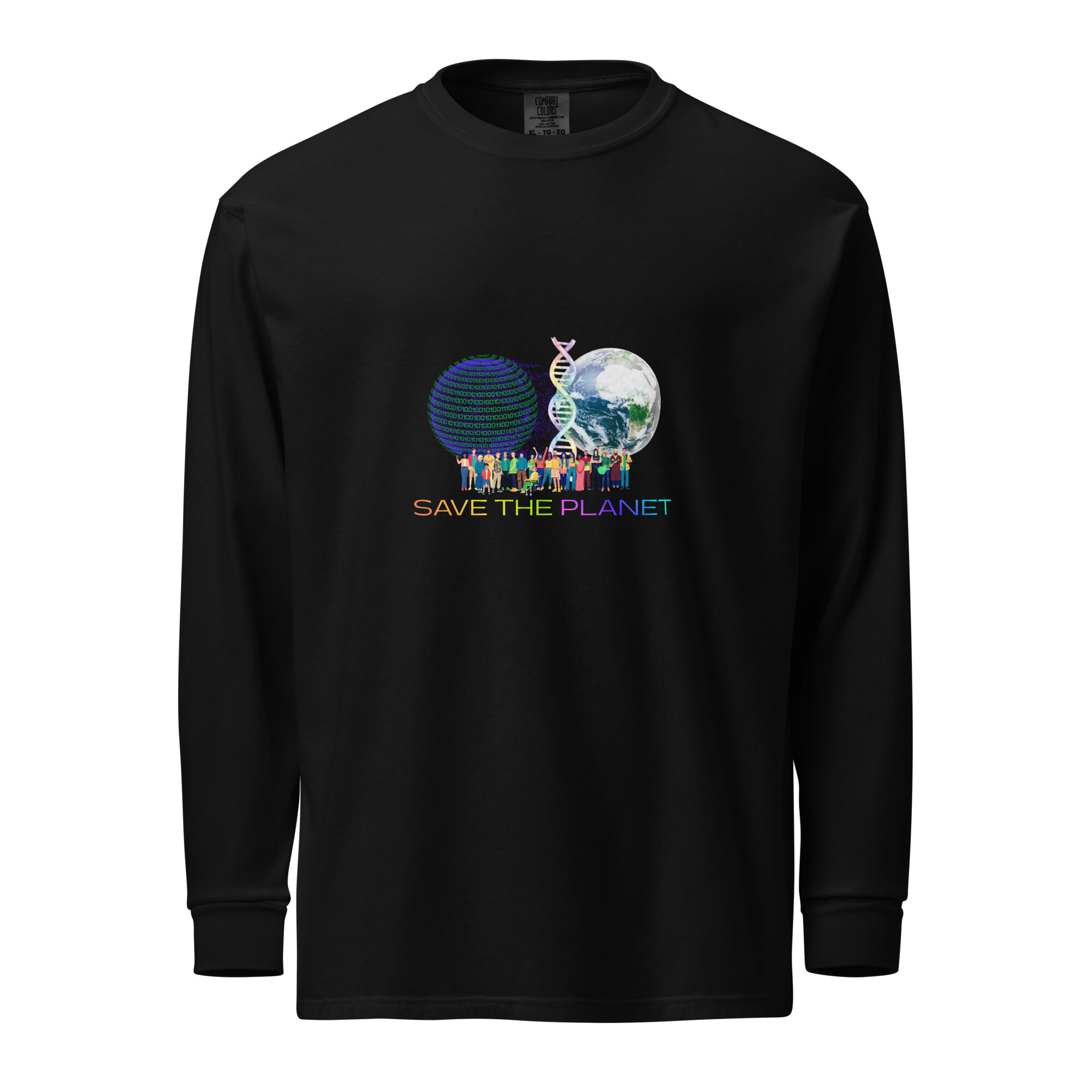 Save the Planet Premium Cotton Heavyweight Unisex Long Sleeve Shirt - Image 6