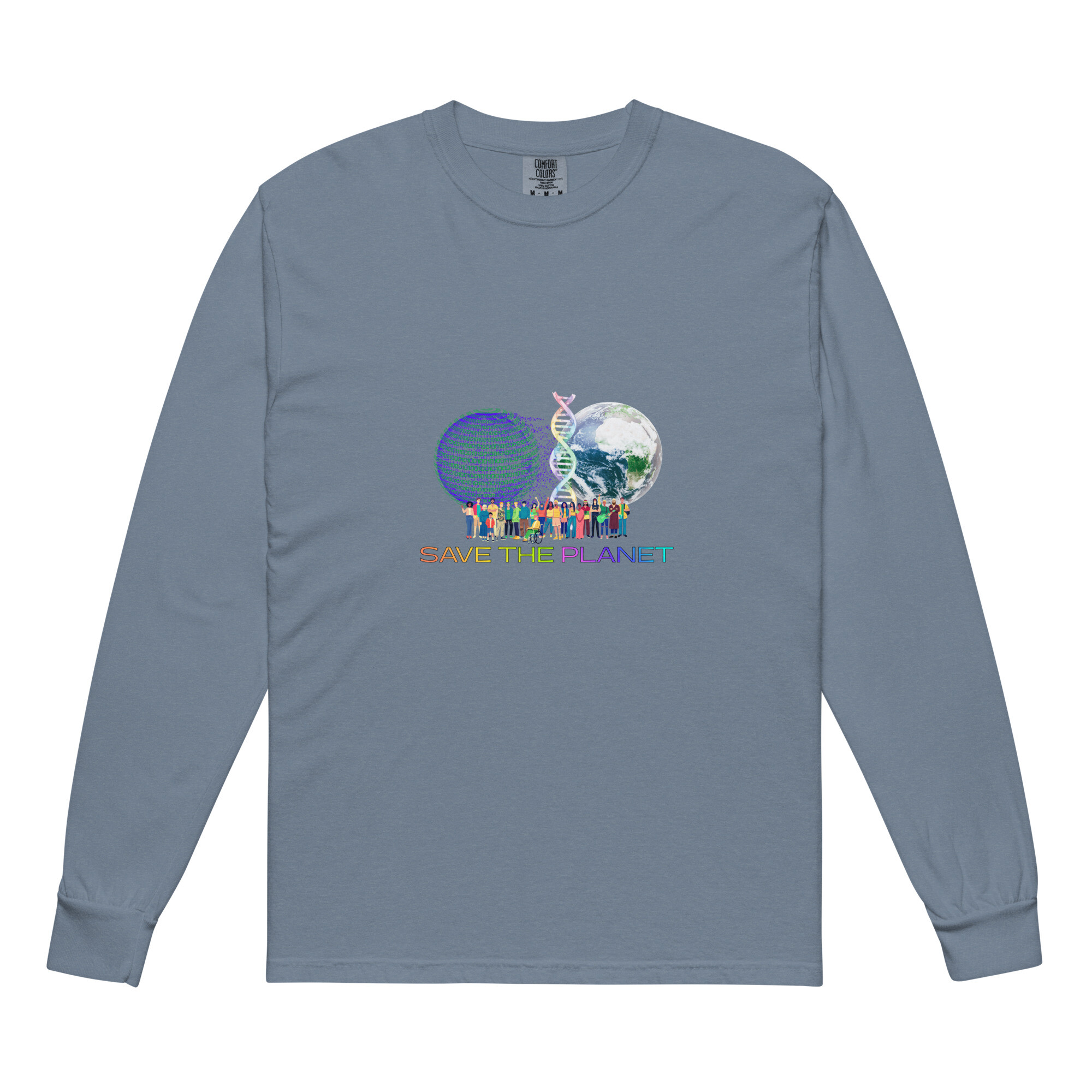 Save the Planet Premium Cotton Heavyweight Unisex Long Sleeve Shirt - Image 13