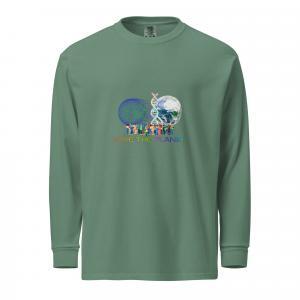 Save the Planet Premium Cotton Heavyweight Unisex Long Sleeve Shirt - Image 8