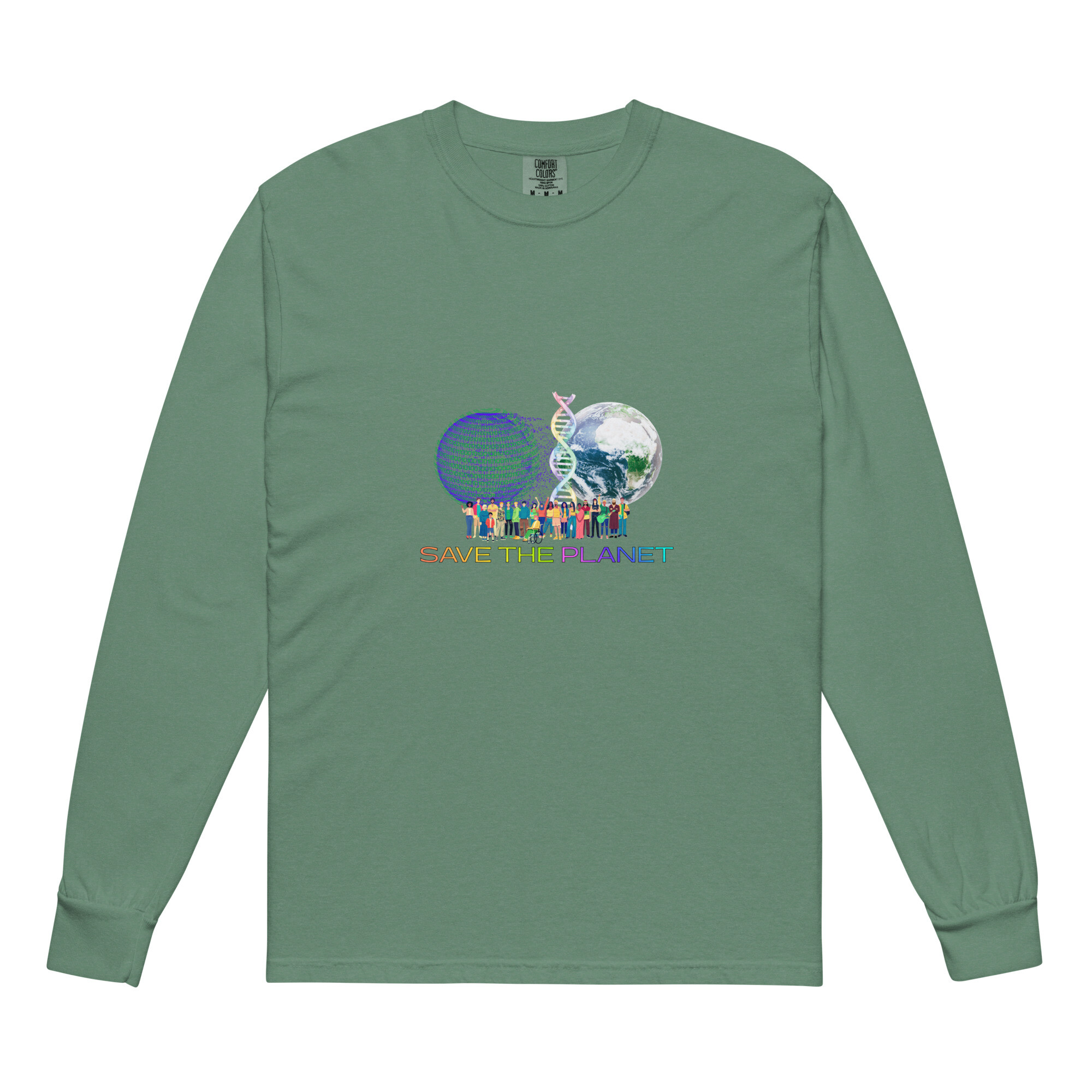Save the Planet Premium Cotton Heavyweight Unisex Long Sleeve Shirt - Image 15
