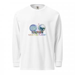 Save the Planet Premium Cotton Heavyweight Unisex Long Sleeve Shirt - Image 5