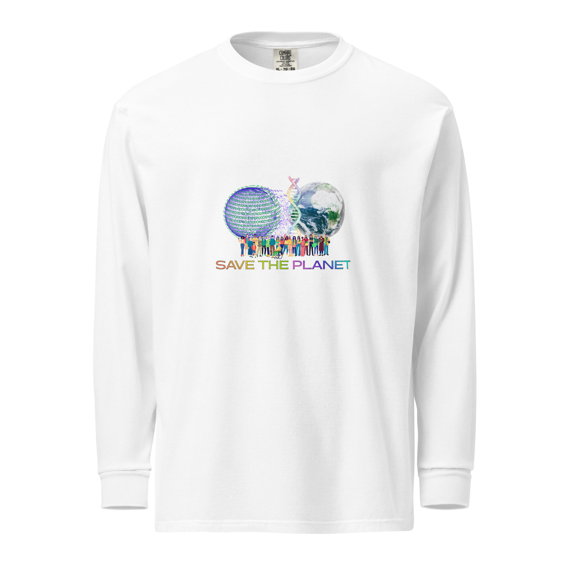 Save the Planet Premium Cotton Heavyweight Unisex Long Sleeve Shirt - Image 5